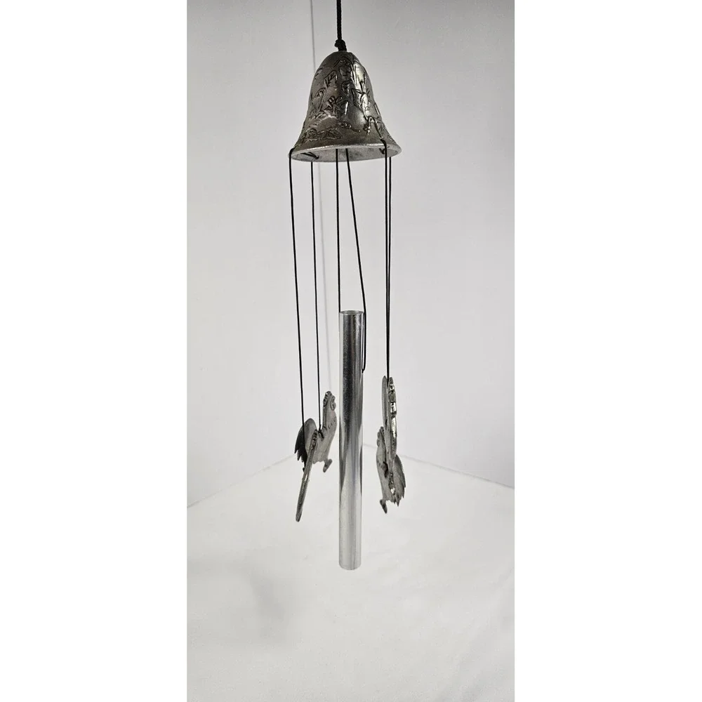Metal Rooster Wind Chime‎ Hanging Farmhouse Garden Porch Decor Bell Top